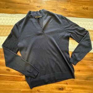 Brooks Brothers Navy V-Neck Cotton Sweater